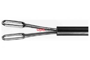 Атравматичные щипцы для захватывания, плоские, монополярные, 5 мм, ПДл 315 мм, с пружинящей ручкой и соединением для промывки